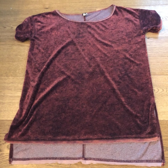 FREE PEOPLE SUPER CUTE Maroon Velvet top - Picture 3 of 3